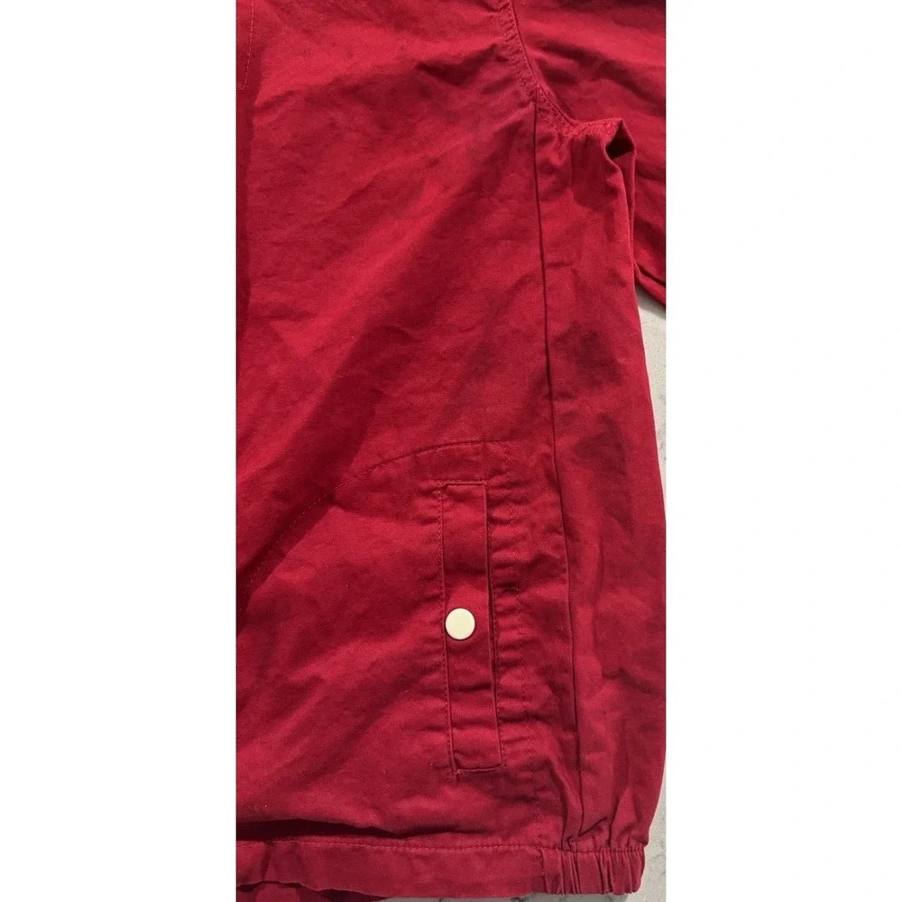 Craft + Flow Boarding Pass Hooded Jacket Mens Small Red Maroon Full Zip Twill
